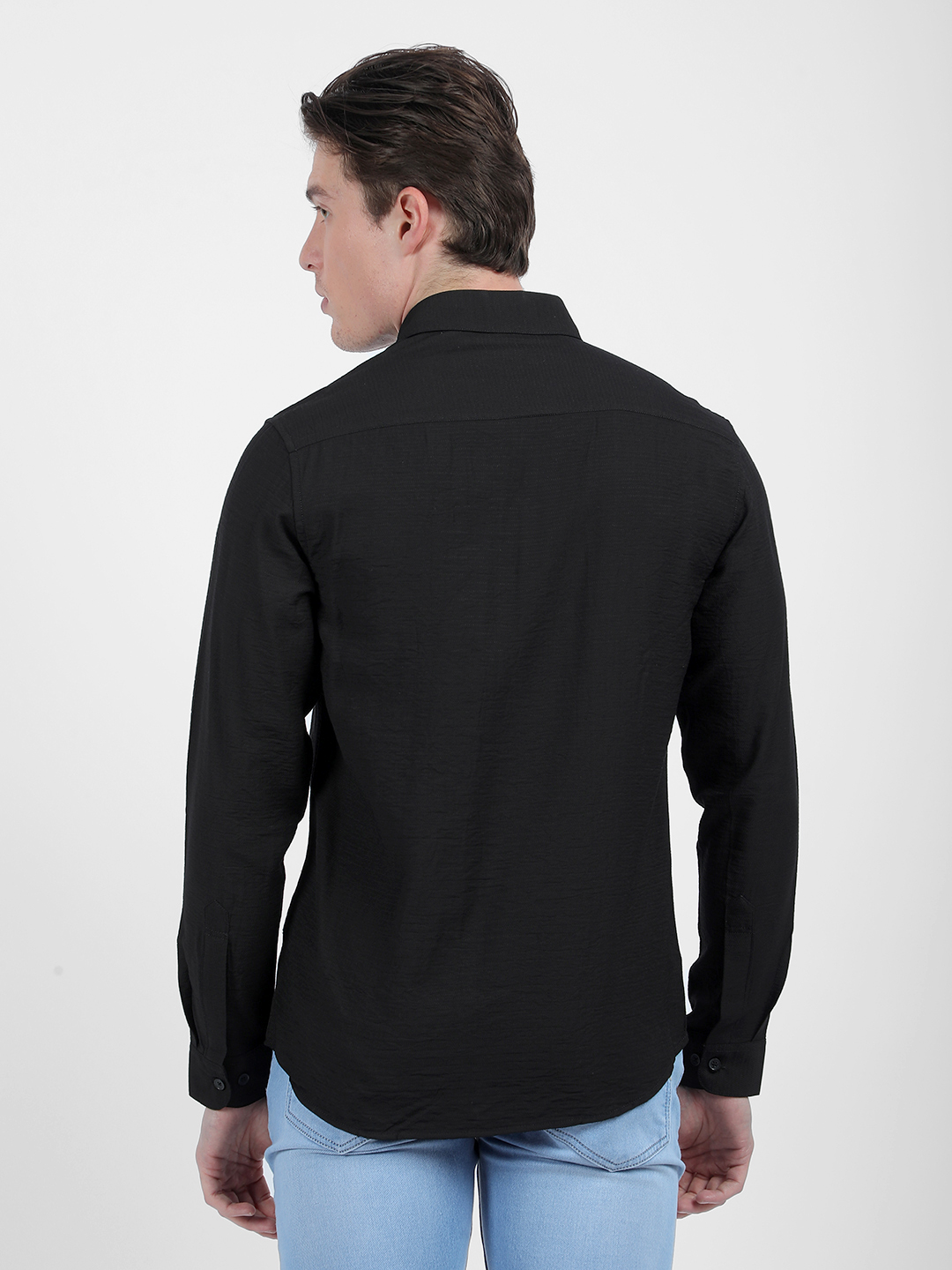 Numero Uno Men Solid Black Slim Fit Shirt